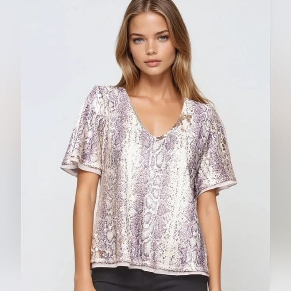 Maven West Tops - Maven West Shimmering Metallic Top Small